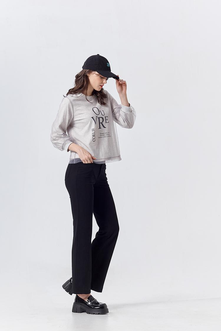 DITA層次感拼接薄紗印花T-shirt