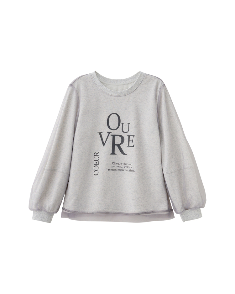 DITA層次感拼接薄紗印花T-shirt