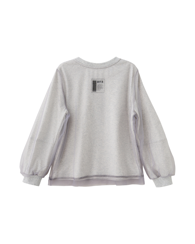 DITA層次感拼接薄紗印花T-shirt