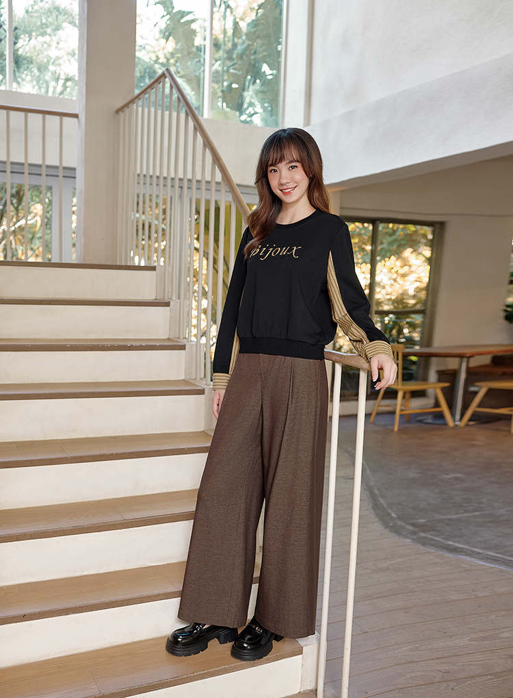 DITA休閒拼接條紋細節衛衣