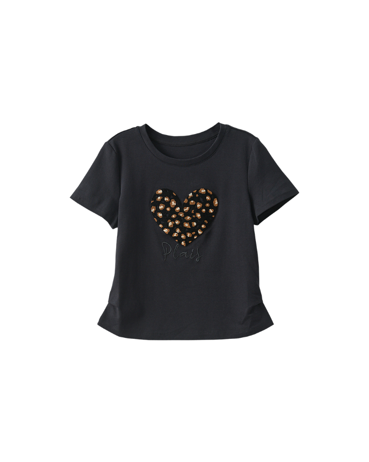 DITA豹紋愛心修身T-shirt