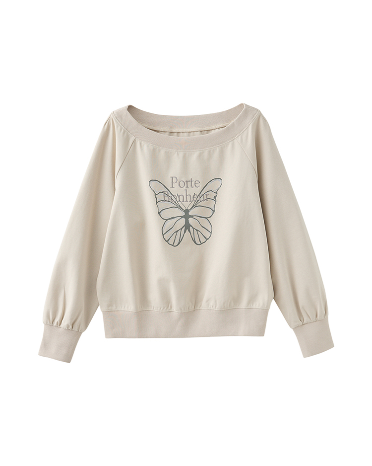 DITA蝴蝶印花寬領上衣