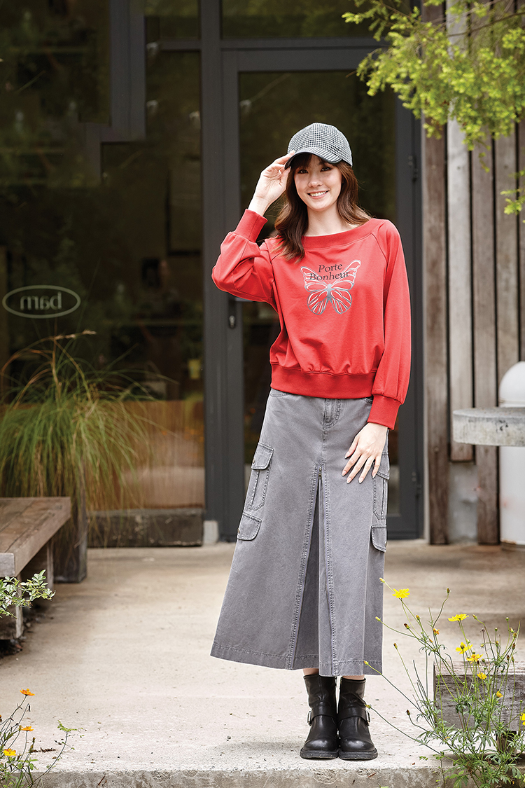 DITA蝴蝶印花寬領上衣