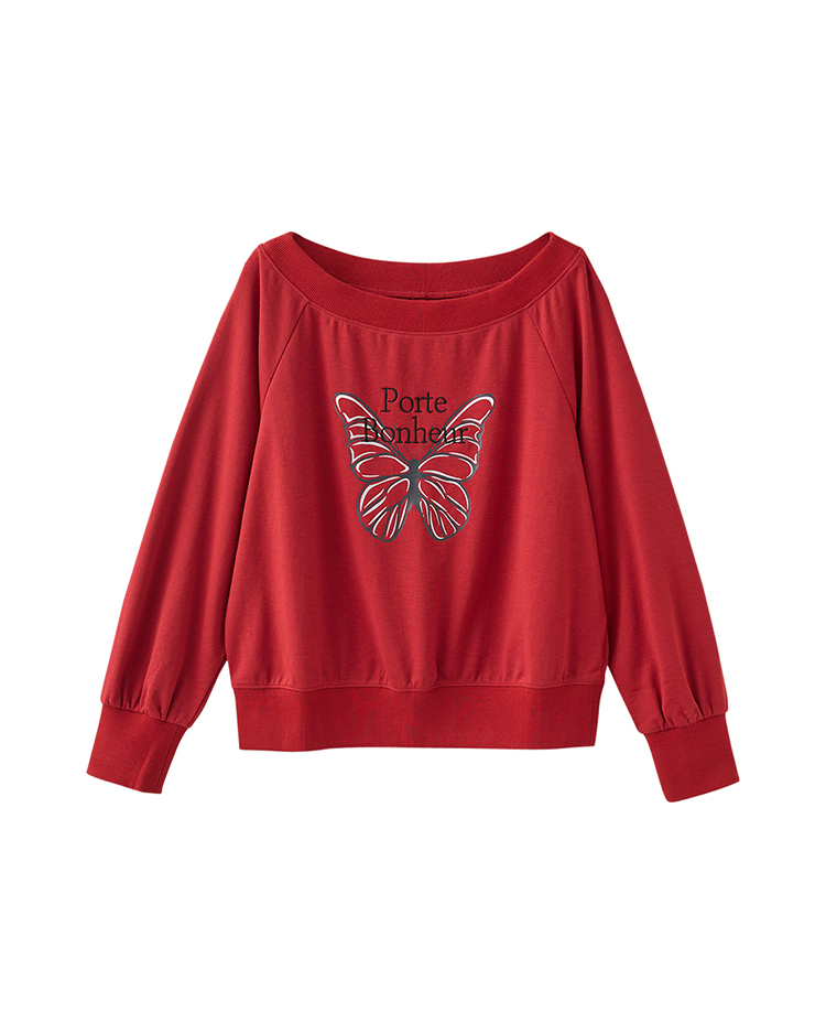 DITA蝴蝶印花寬領上衣