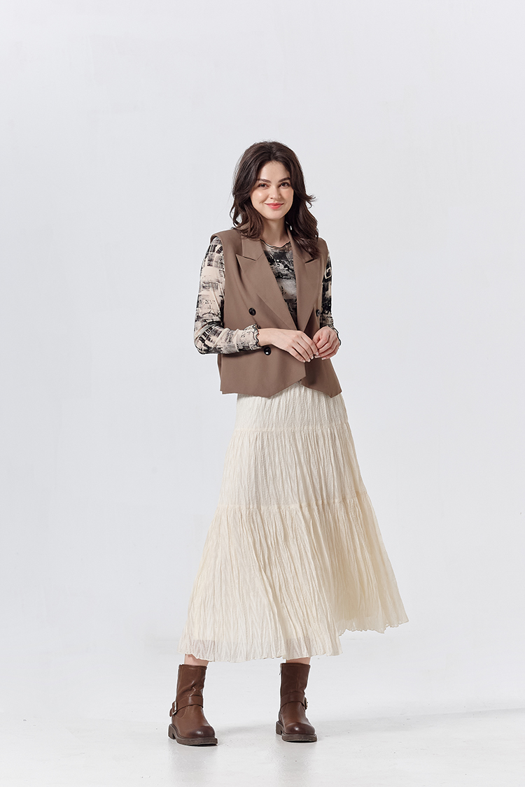 DITA個性印花修身內搭上衣(附背心)