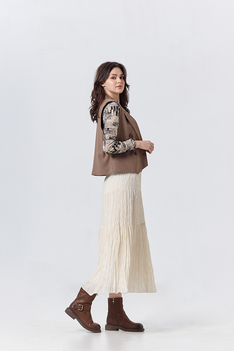 DITA個性印花修身內搭上衣(附背心)