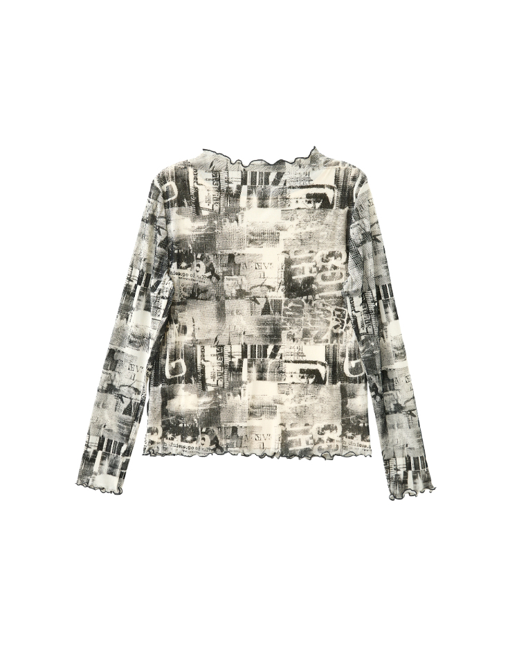 DITA個性印花修身內搭上衣(附背心)