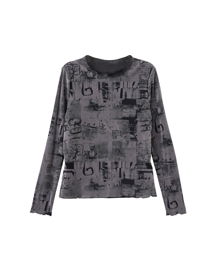 DITA個性印花修身內搭上衣(附背心)