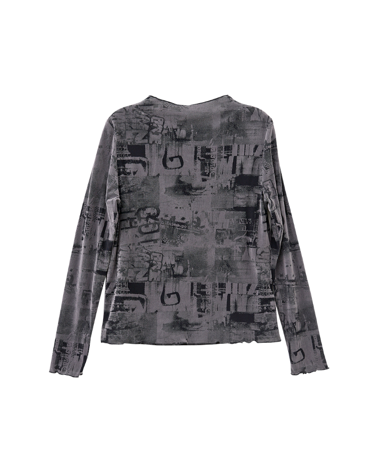 DITA個性印花修身內搭上衣(附背心)