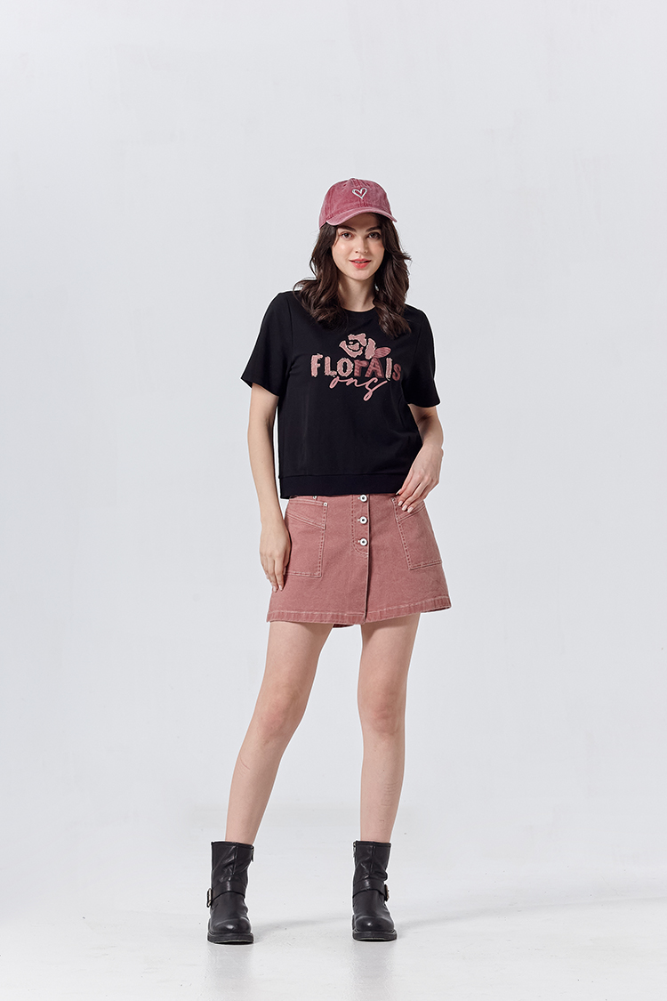 DITA個性水洗玫瑰T-shirt