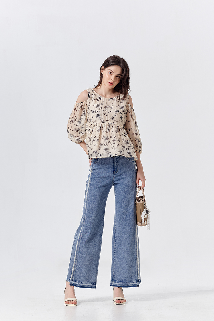 DITA個性抽鬚牛仔寬褲