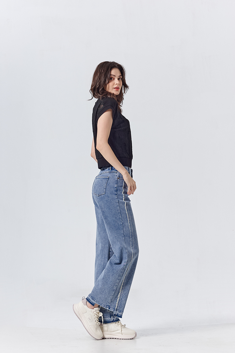 DITA個性抽鬚牛仔寬褲