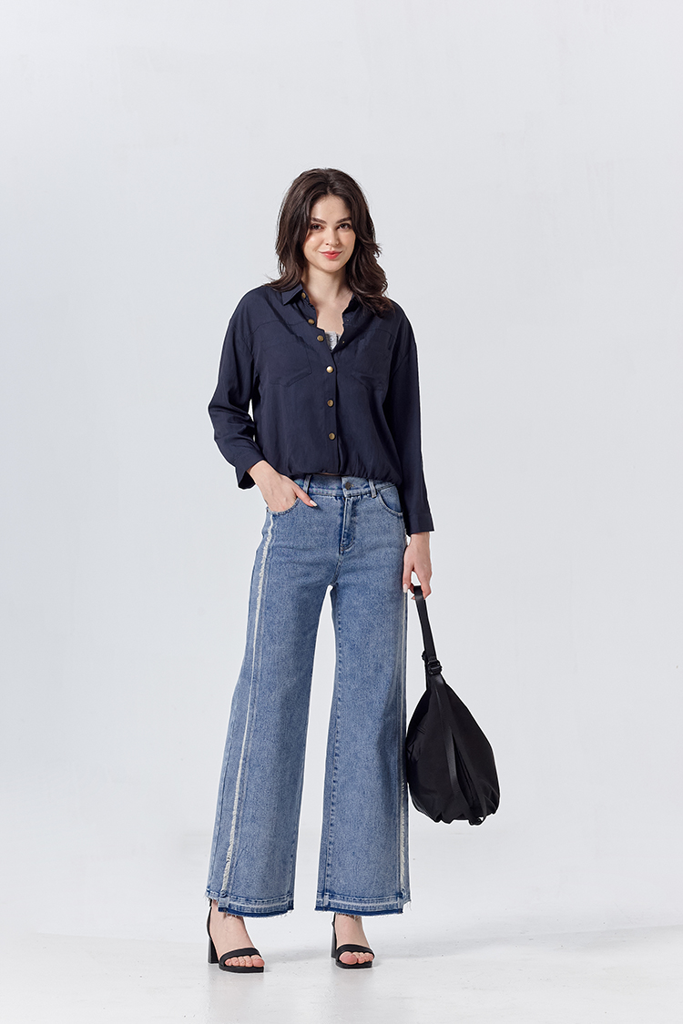 DITA個性抽鬚牛仔寬褲