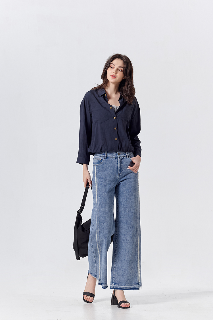 DITA個性抽鬚牛仔寬褲