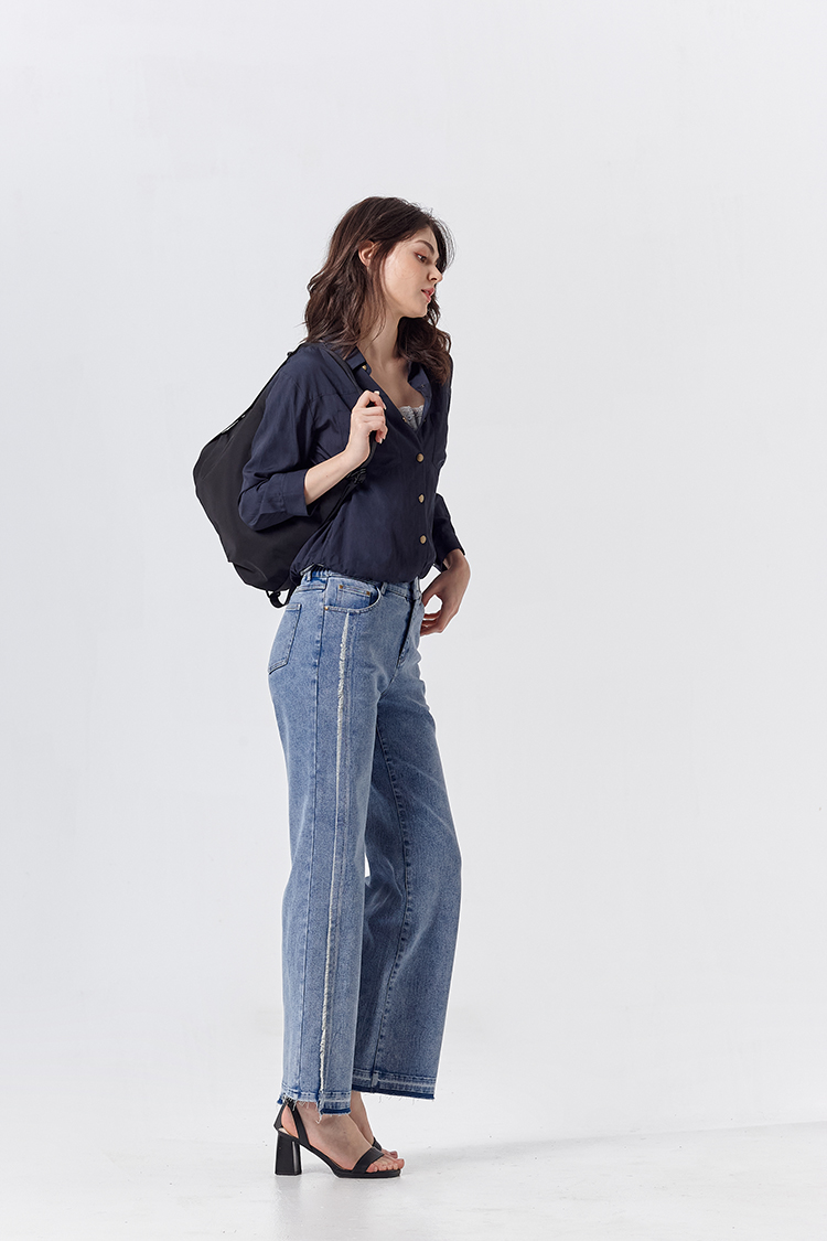 DITA個性抽鬚牛仔寬褲