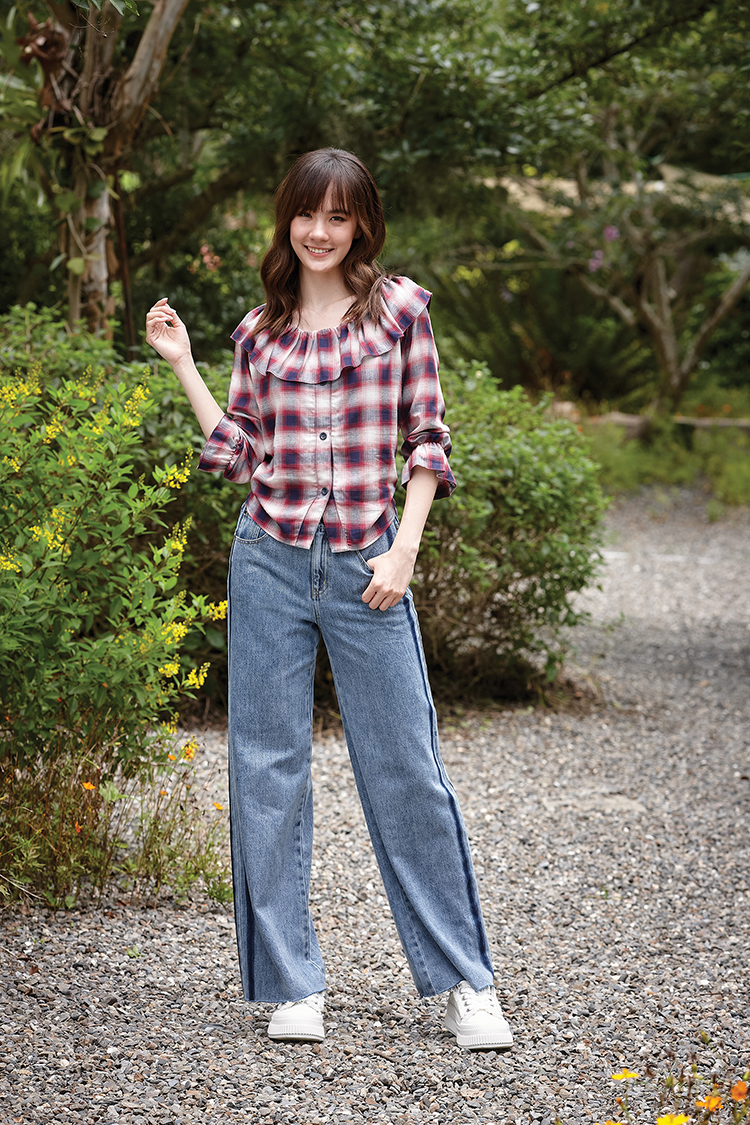 DITA水洗線條牛仔寬褲