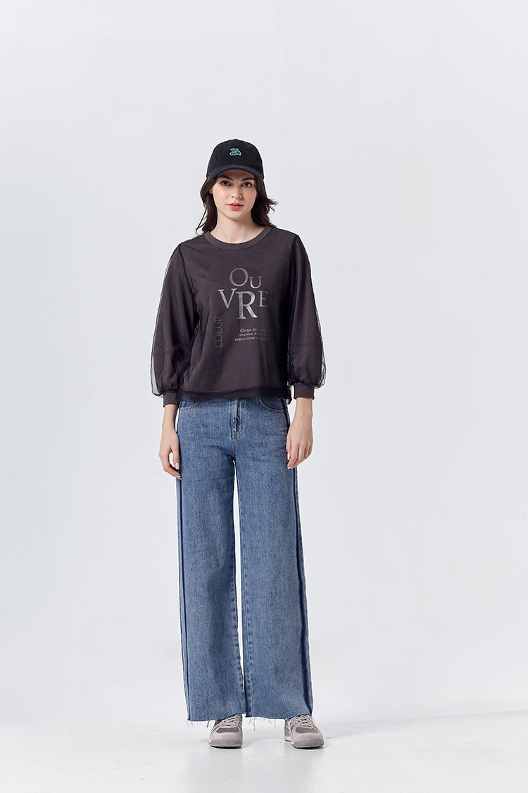 DITA水洗線條牛仔寬褲