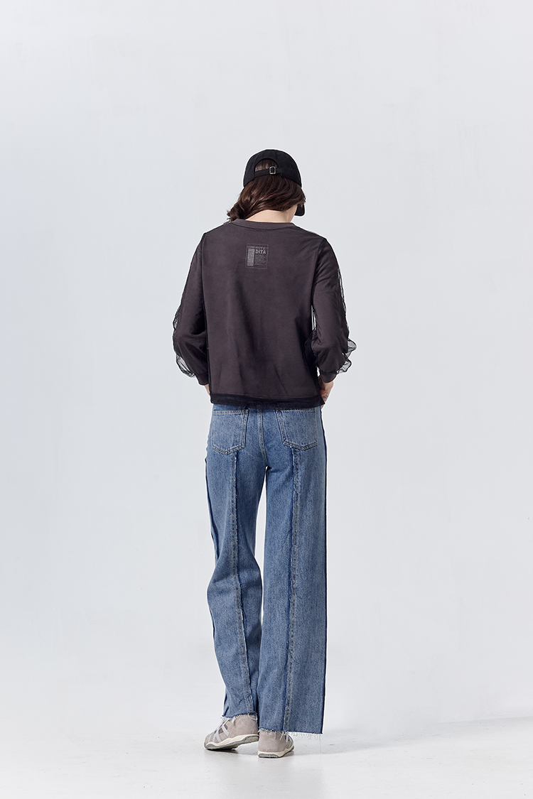 DITA水洗線條牛仔寬褲