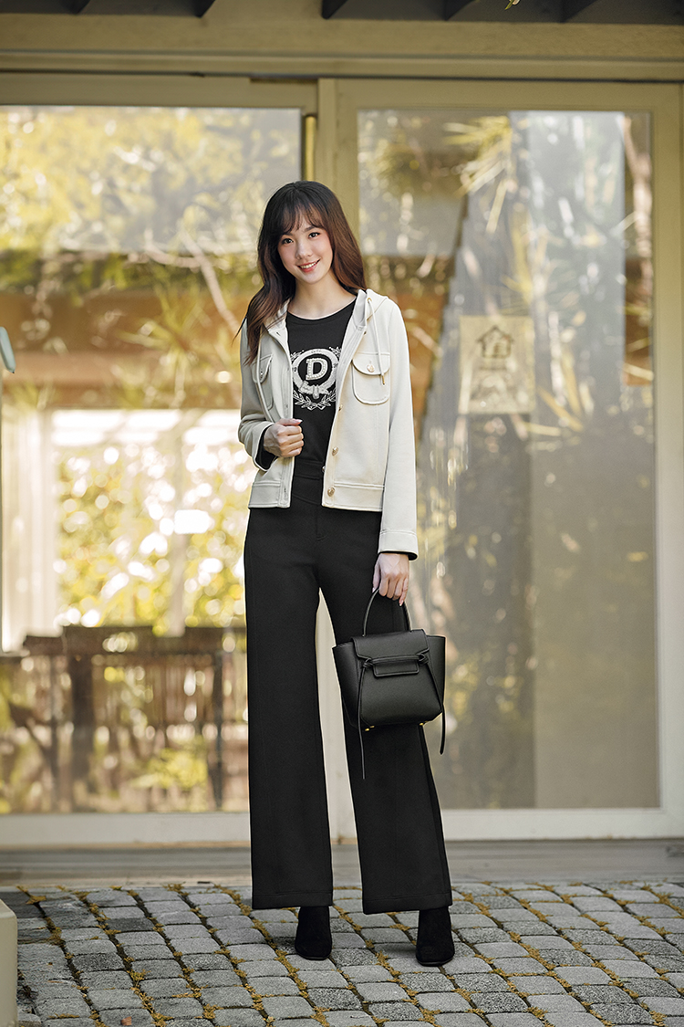 DITA簡約個性丸編剪接寬褲