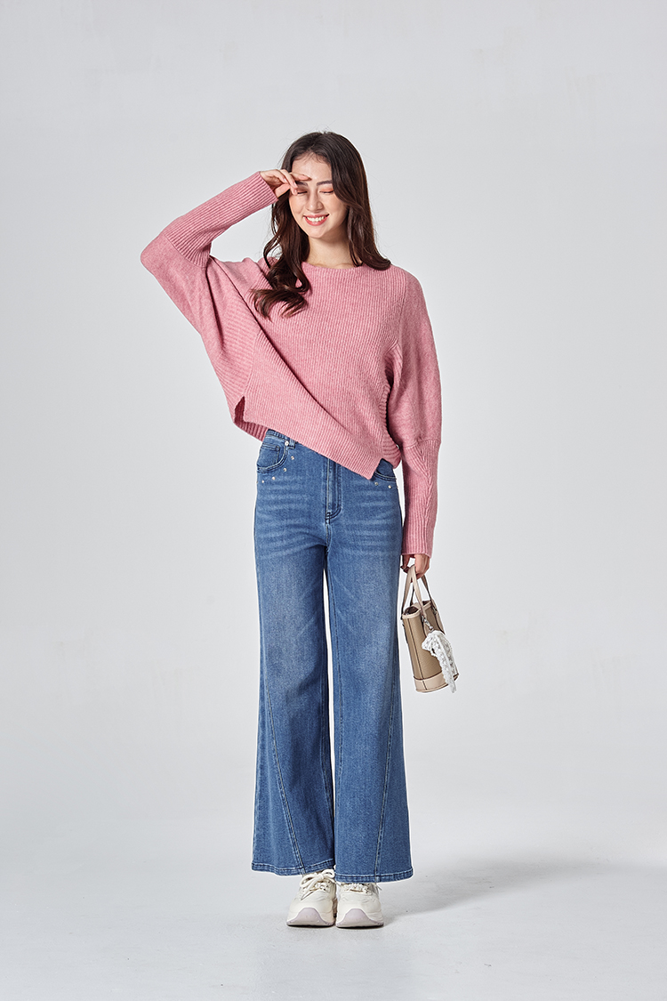 DITA個性蝴蝶印花牛仔寬褲