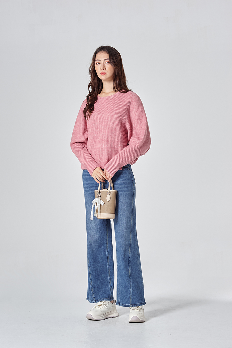 DITA個性蝴蝶印花牛仔寬褲