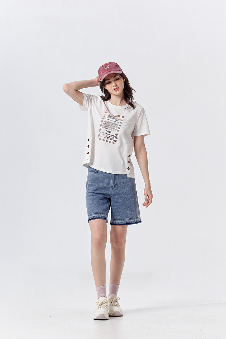 DITA微笑印花牛仔短褲