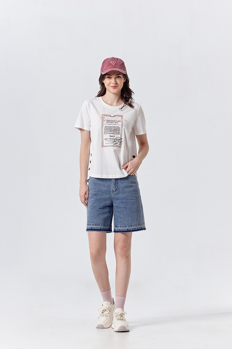 DITA微笑印花牛仔短褲