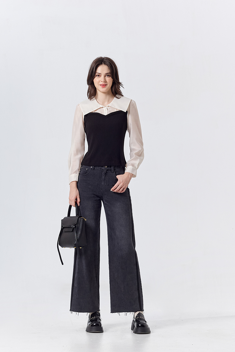 DITA水洗線條牛仔寬褲