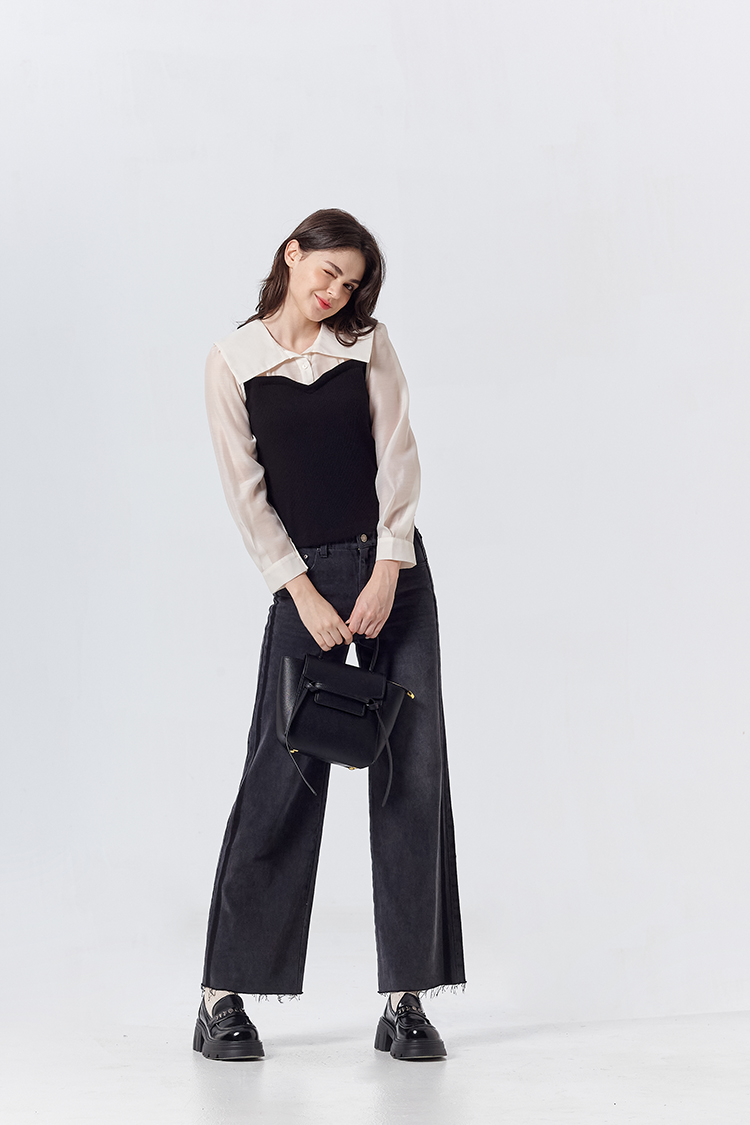 DITA水洗線條牛仔寬褲