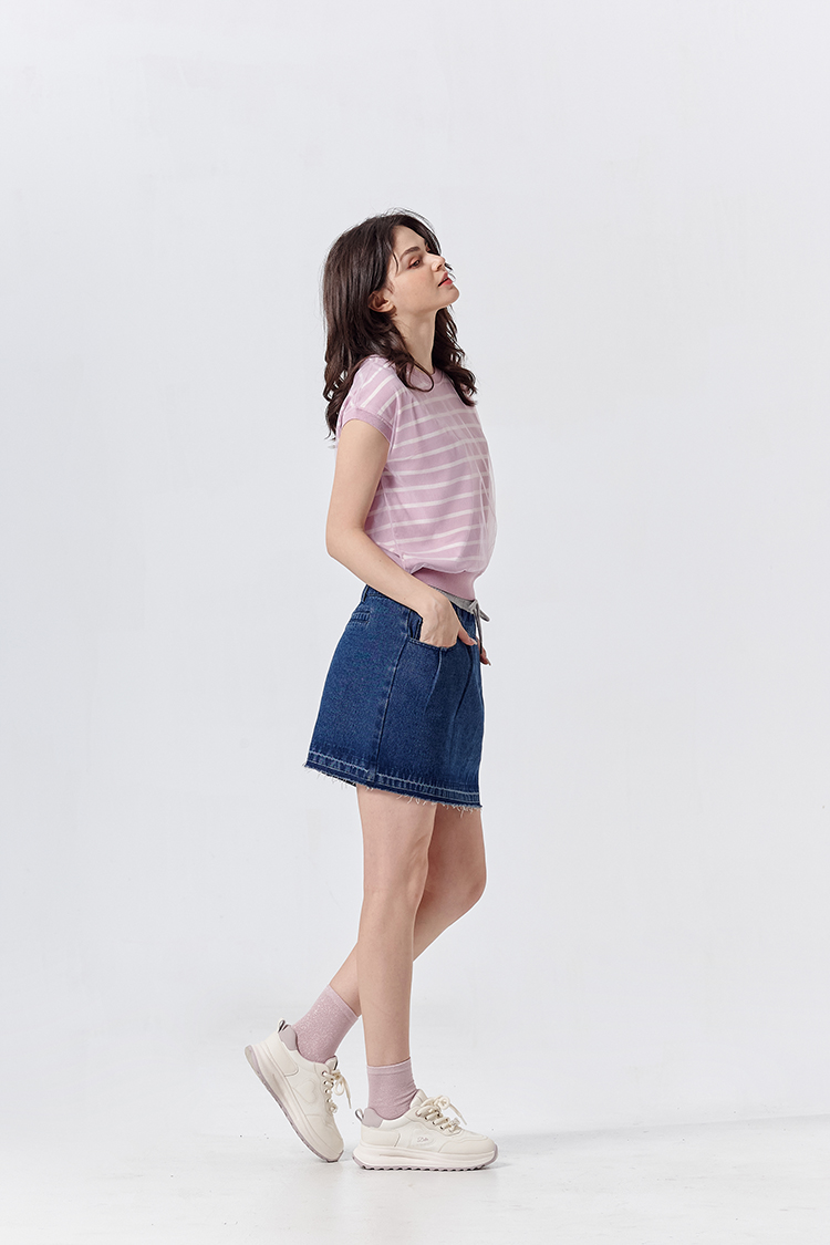 DITA個性牛仔拼接短裙