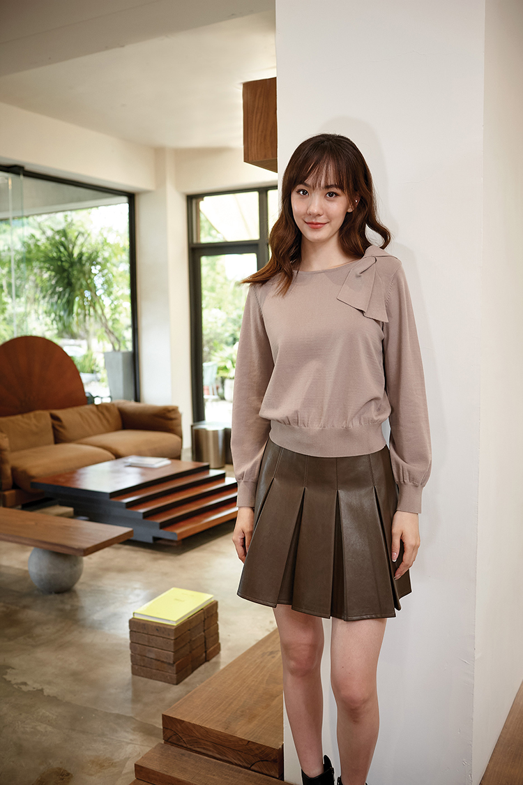 DITA韓妞皮革百褶短裙