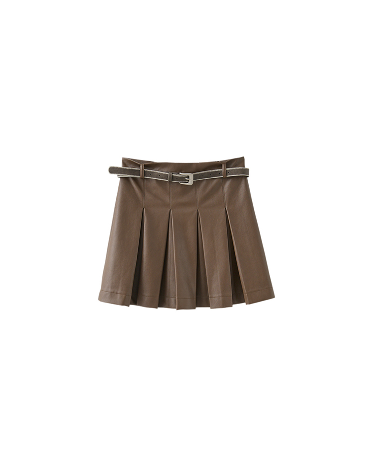 DITA韓妞皮革百褶短裙