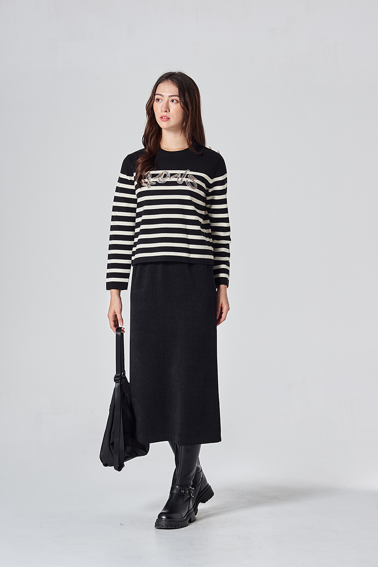 DITA簡約條絨鉛筆裙
