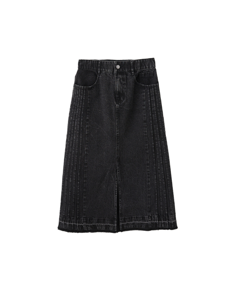 DITA造型感開岔牛仔A字裙
