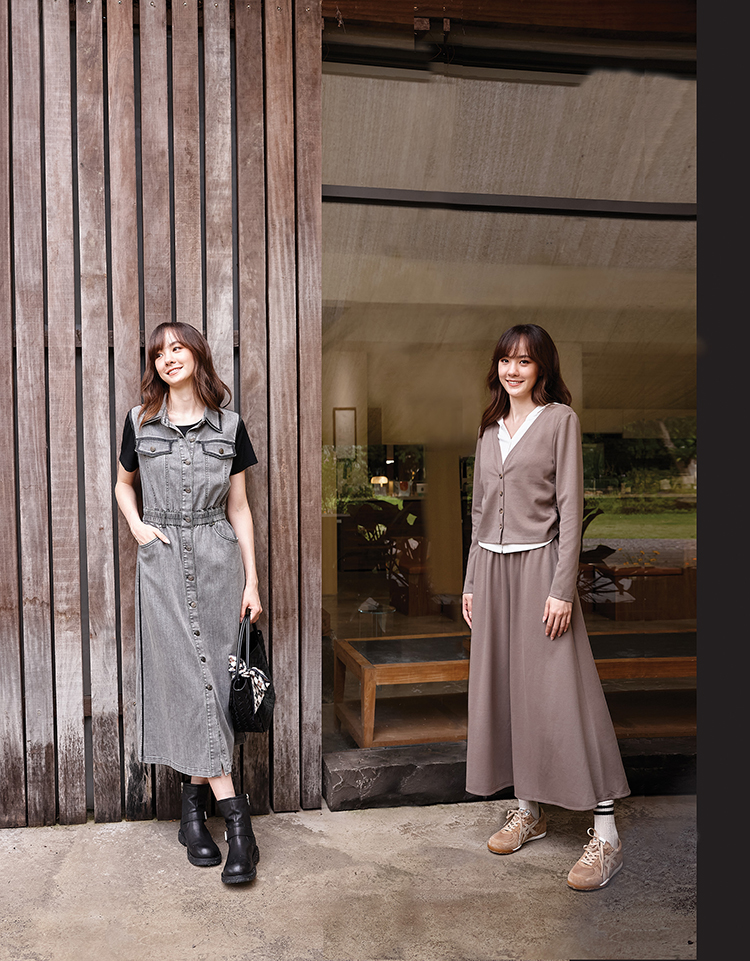 DITA簡約兩件式連帽長裙套裝