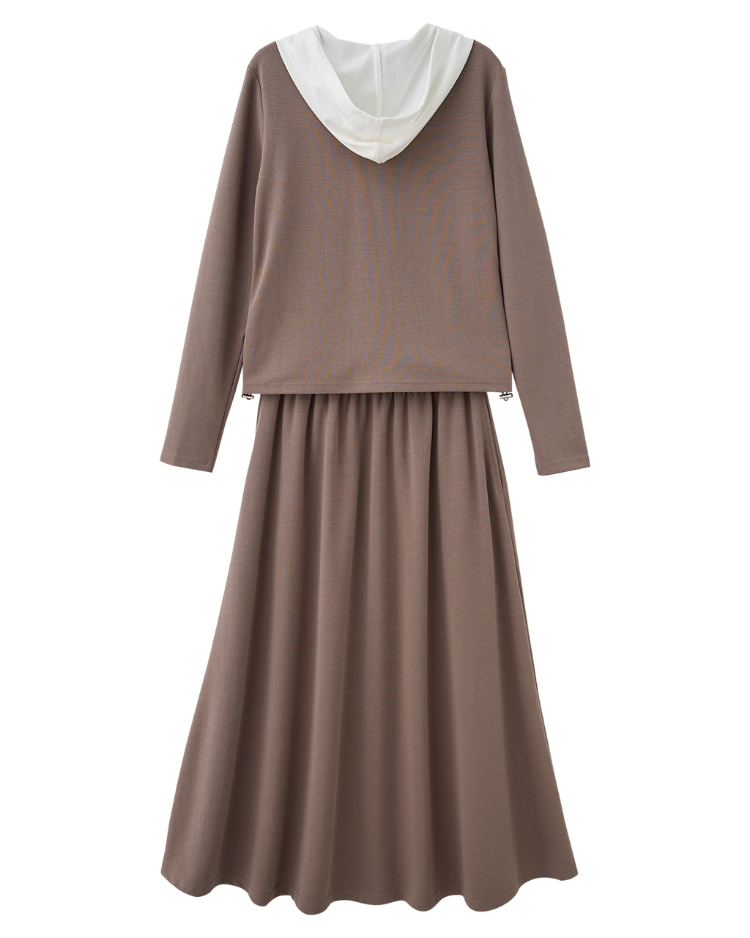 DITA簡約兩件式連帽長裙套裝