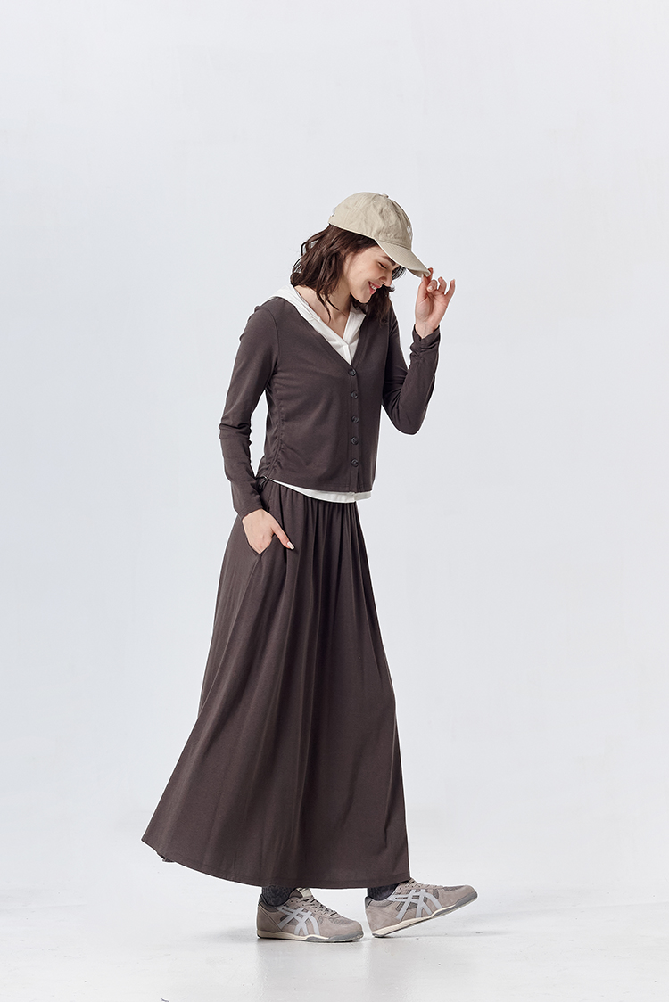 DITA簡約兩件式連帽長裙套裝