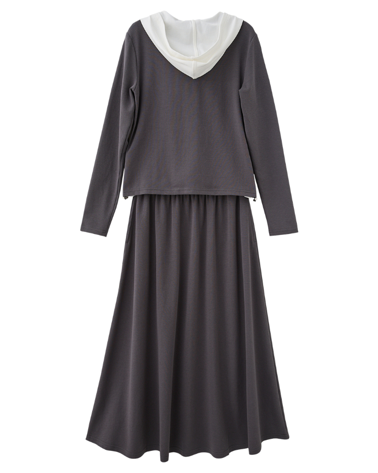 DITA簡約兩件式連帽長裙套裝