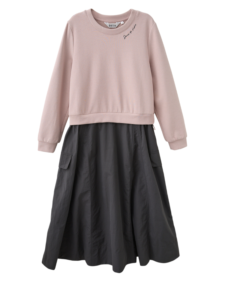 DITA假兩件大學T拼接洋裝