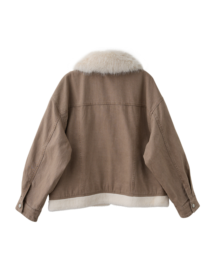 DITA甜酷感剪接毛絨寬版外套