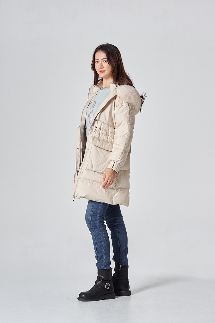 DITA保暖長版收腰羽絨外套
