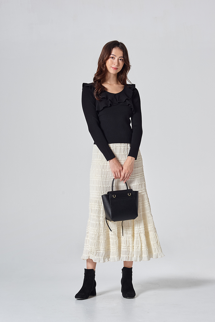 DITA甜美荷葉領針織上衣