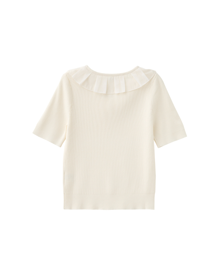 DITA修身甜美蝴蝶結短袖針織上衣