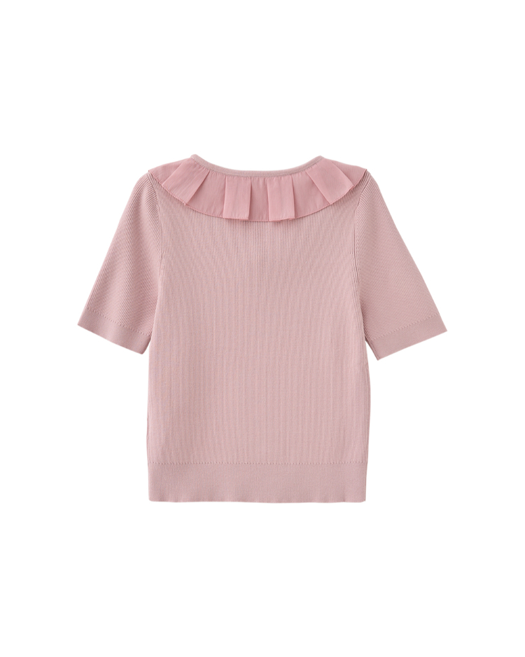 DITA修身甜美蝴蝶結短袖針織上衣