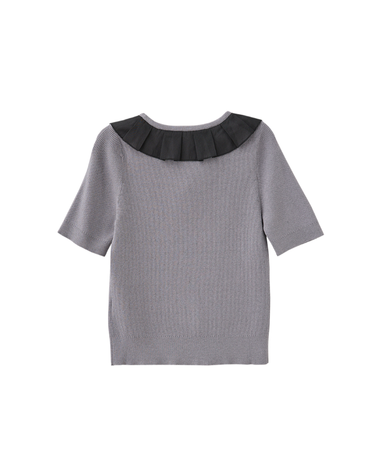 DITA修身甜美蝴蝶結短袖針織上衣