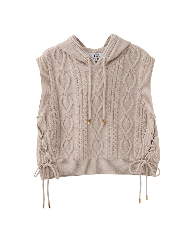 DITA日系綁帶針織外搭背心
