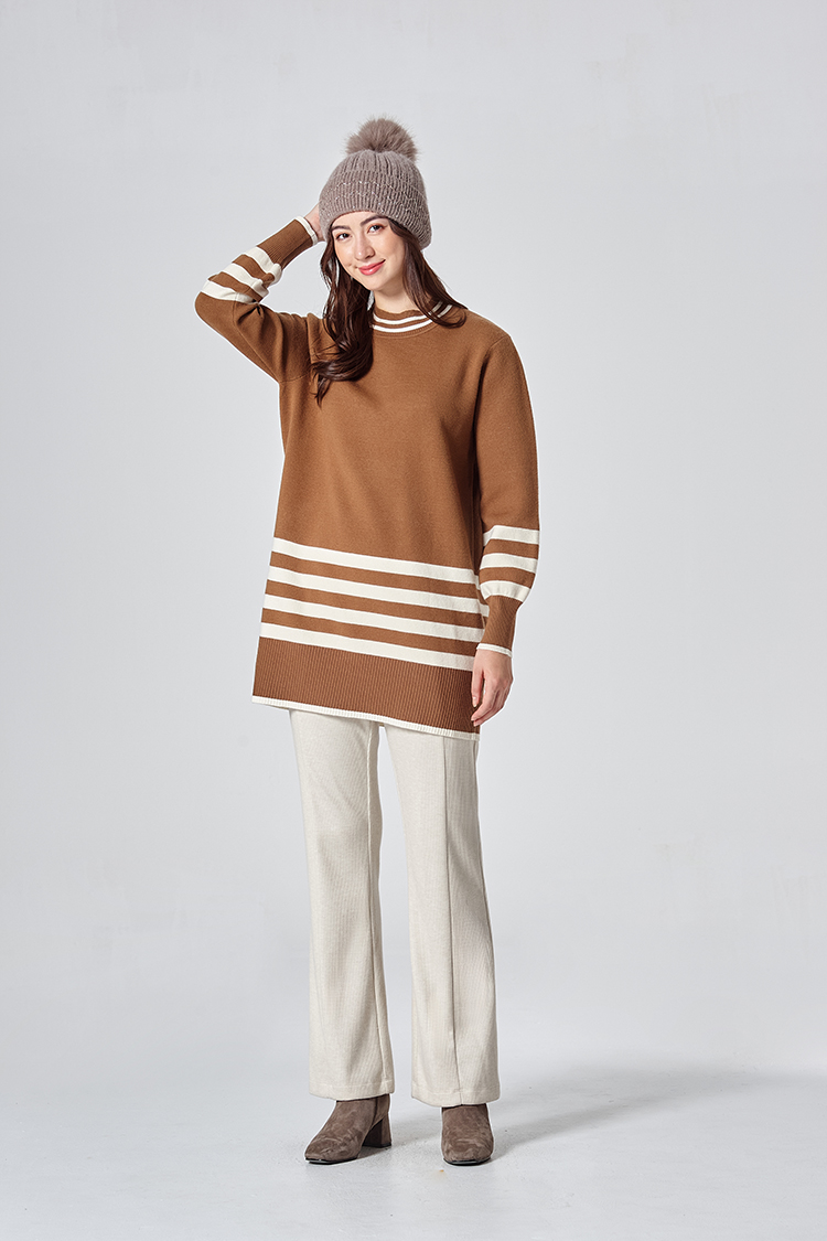 DITA韓系條紋短版針織洋裝