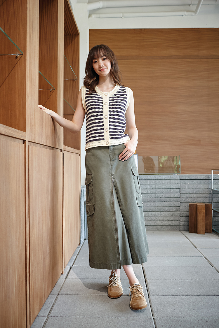 DITA輕奢感條紋針織背心