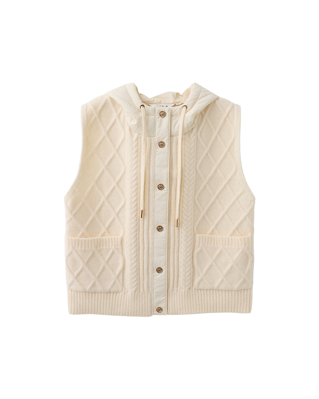 DITA異材質連帽針織背心