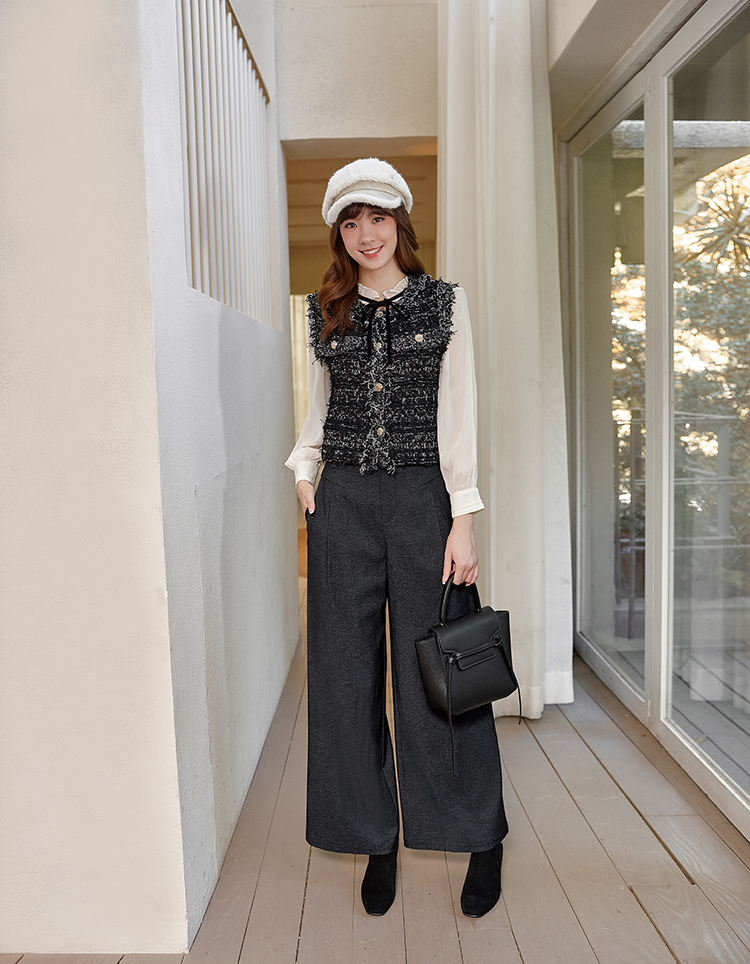 DITA輕奢小香風花紗針織背心